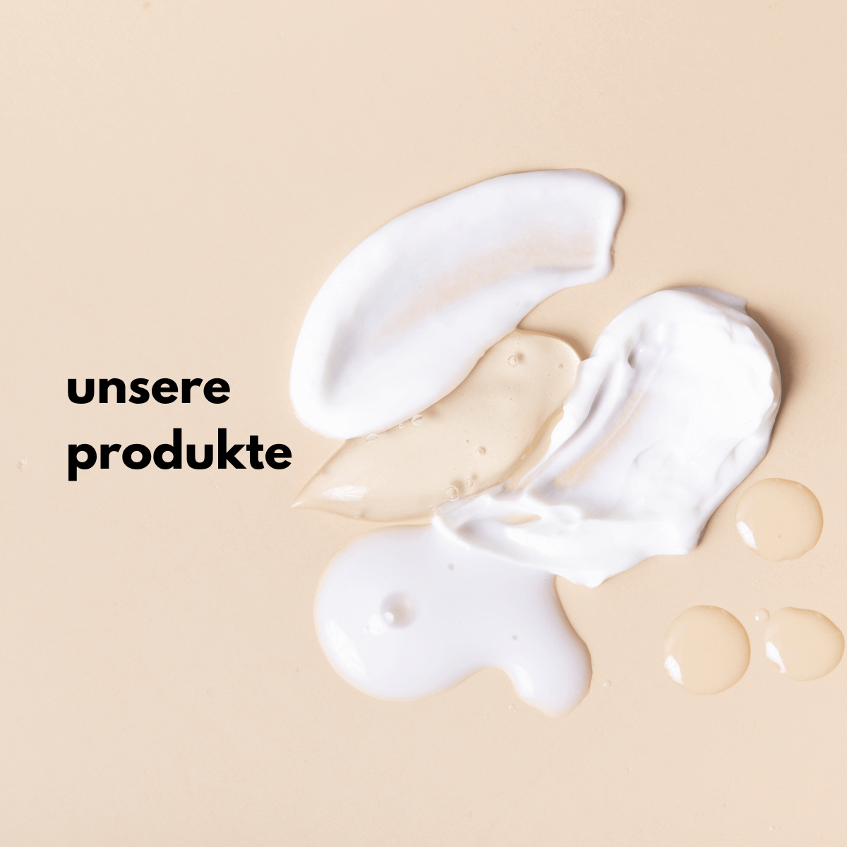 Abbildung von drei verschiedene Texturen von kosmetischen Produkten – Schaum, Creme, Serum.